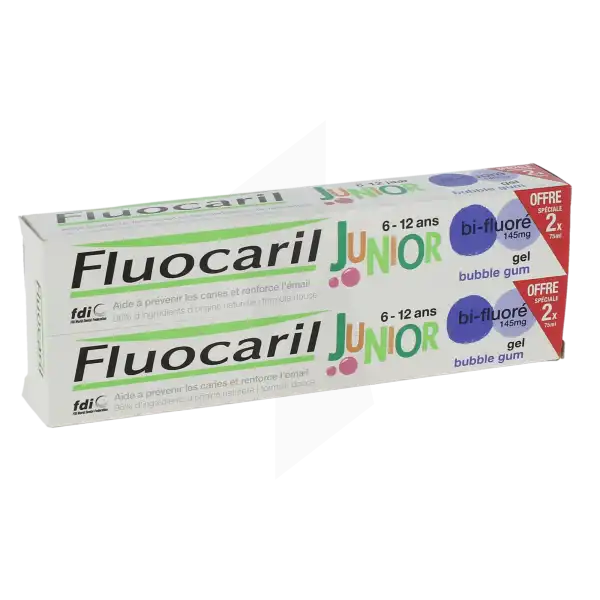 Fluocaril Junior Dentifrice Bubble Gum 6-12ans 2t/75ml