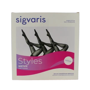 Sigvaris Styles Motifs Carreaux Bas Auto-fixants Classe 2 Femme Noir Normal L