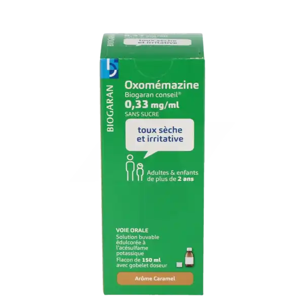 Oxomemazine Biogaran Conseil 0,33 Mg/ml Sans Sucre, Solution Buvable édulcorée à L'acésulfame Potassique