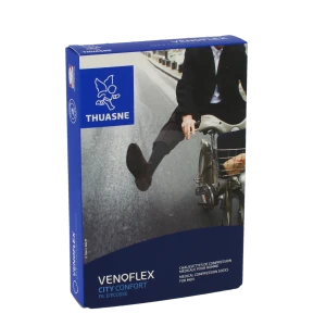 Thuasne Venoflex City 2 Chaussette Fil D'écosse Confort Homme Pied Fermé Navy T2n