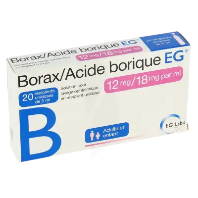 Borax / Acide Borique Eg 12 Mg/18 Mg/ml, Solution Pour Lavage Ophtalmique En Récipient Unidose à Embrun