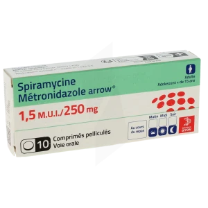 Spiramycine/metronidazole Arrow 1,5 M.u.i./250 Mg, Comprimé Pelliculé