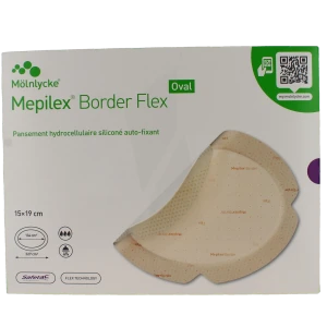 Mepilex Border Flex Oval Pansement Hydrocellulaire Adhésif Stérile Siliconé 15x19cm B/16