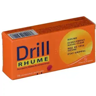 DRILL RHUME Paracétamol chlorphenamine 500 mg/4 mg Cpr pell Plq/16