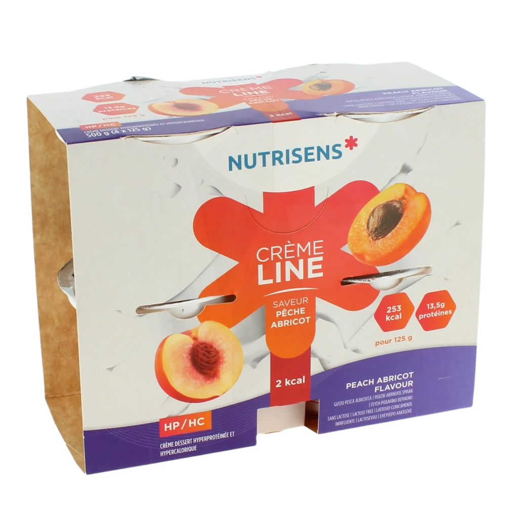 Nutrisens Cremeline 2kcal Nutriment Pêche Abricot 4cups/125g