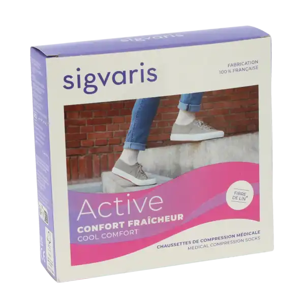 Sigvaris Active Confort FraÎcheur Chaussettes  Femme Classe 2 Écru X Large Normal