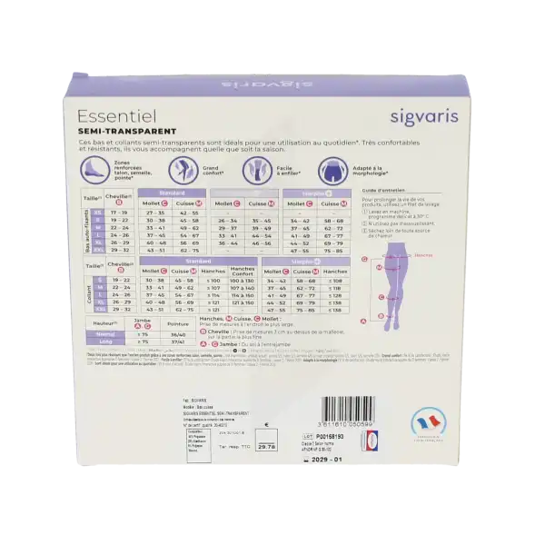 Sigvaris Essentiel Diaphane Semi-transparent Bas Auto-fixants Morpho- Classe 2 Femme Dune Normal Xl