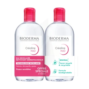 Bioderma Créaline H2o Eau Micellaire Visage Nettoyante Démaquillante 2x500ml