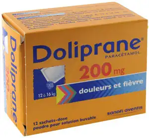 DOLIPRANE 200 mg Poudre pour solution buvable en sachet-dose B/12