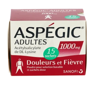 Aspegic Adultes 1000 Mg, Poudre Pour Solution Buvable En Sachet-dose 15