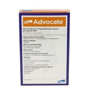 Advocate 80 Mg + 8 Mg Solution Pour Spot-on Pour Grands Chats, Solution Pour Spot-on