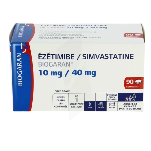 Ezetimibe/simvastatine Biogaran 10 Mg/40 Mg, Comprimé