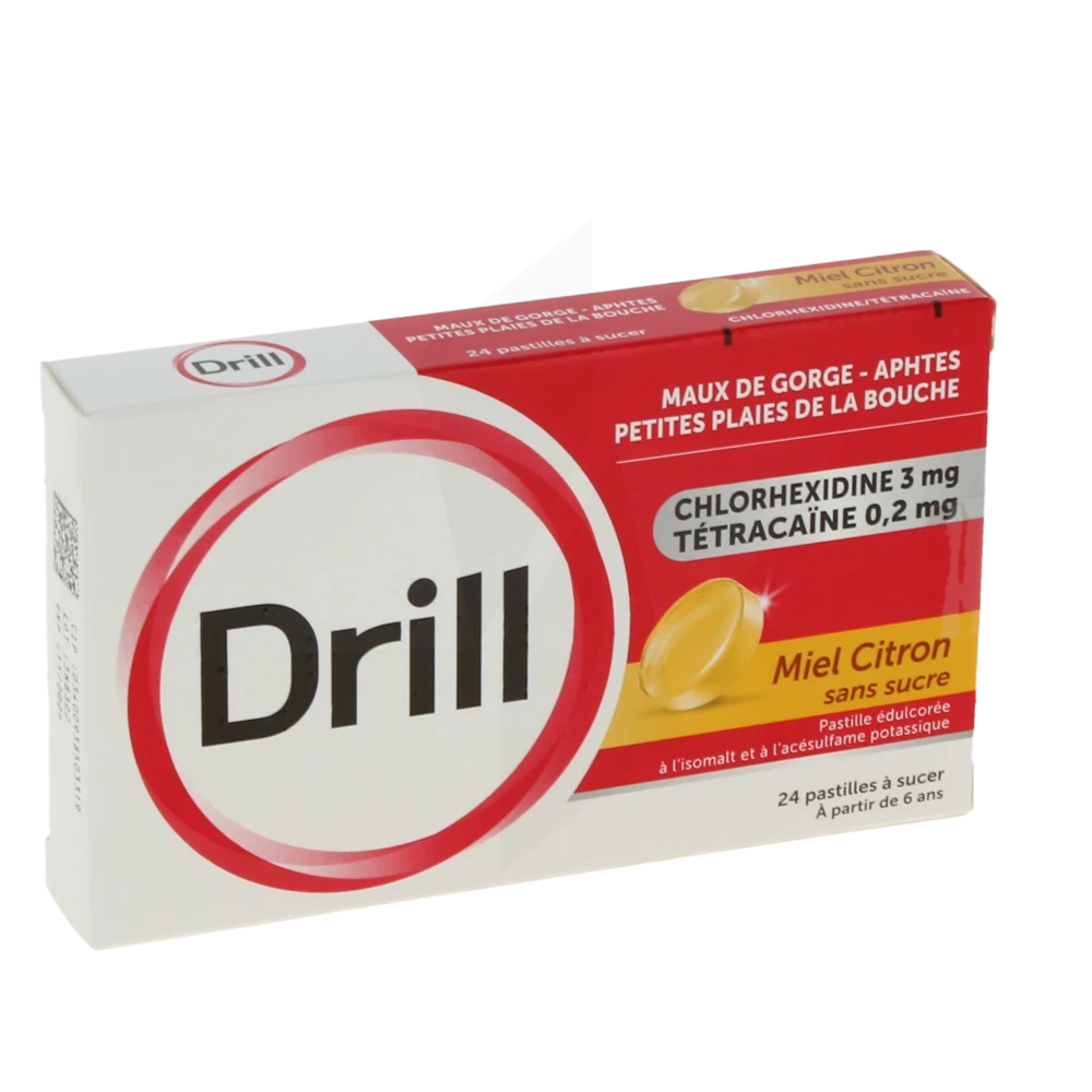 Drill Miel Citron Sans Sucre, Pastille édulcorée à L'isomalt Et à L'acésulfame Potassique
