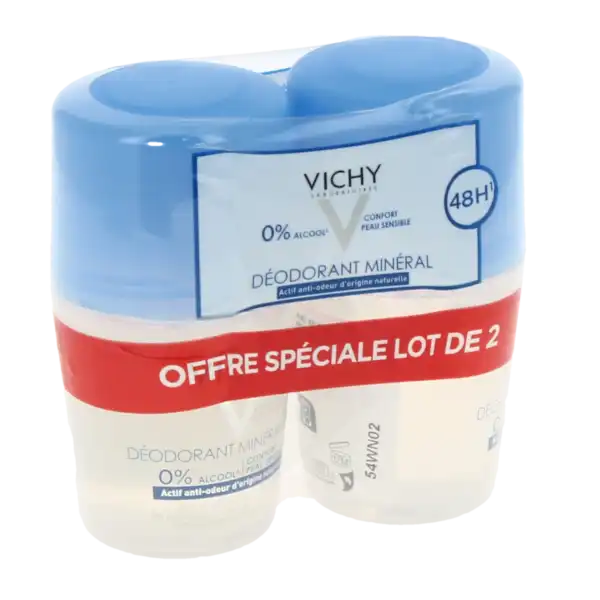 Vichy Déodorant Minéral Déodorant Minéral 48h Actif Anti-odeur D'origine Naturelle 2roll-on/50ml