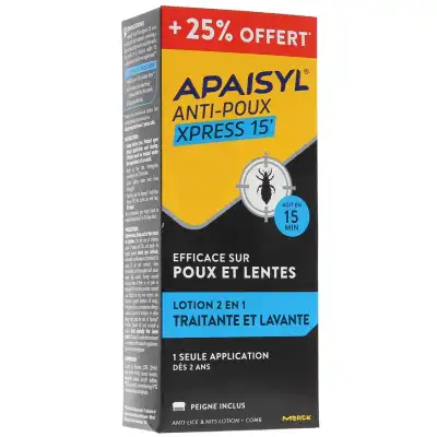 Apaisyl anti-poux Xpress 15' 250ml _ 25% offert