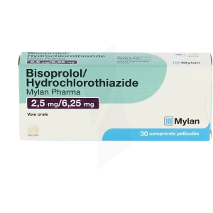 Bisoprolol/hydrochlorothiazide Viatris 2,5 Mg/6,25 Mg, Comprimé Pelliculé