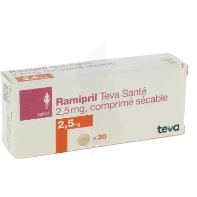 RAMIPRIL TEVA SANTE 2,5 mg, comprimé sécable