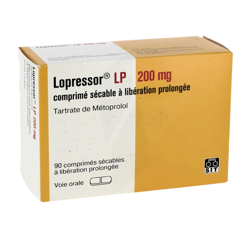 Lopressor L.p. 200 Mg, Comprimé Sécable à Libération Prolongée