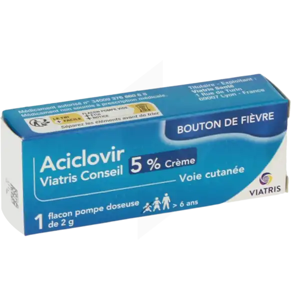 Aciclovir Viatris Conseil 5 %, Crème