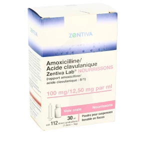 Amoxicilline/acide Clavulanique Zentiva Lab 100 Mg/12,50 Mg Par Ml Nourrissons, Poudre Pour Suspension Buvable En Flacon (rapport Amoxicilline/acide Clavulanique : 8/1)