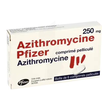 Azithromycine Pfizer 250 Mg, Comprimé Pelliculé à PEYNIER