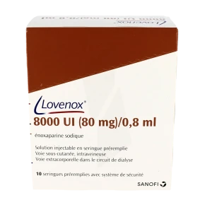 Lovenox 8 000 Ui (80 Mg)/0,8 Ml, Solution Injectable En Seringue Préremplie