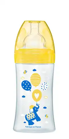 Dodie Sensation+ Biberon Tétine Plate Débit 2 0-6mois Jaune 270ml