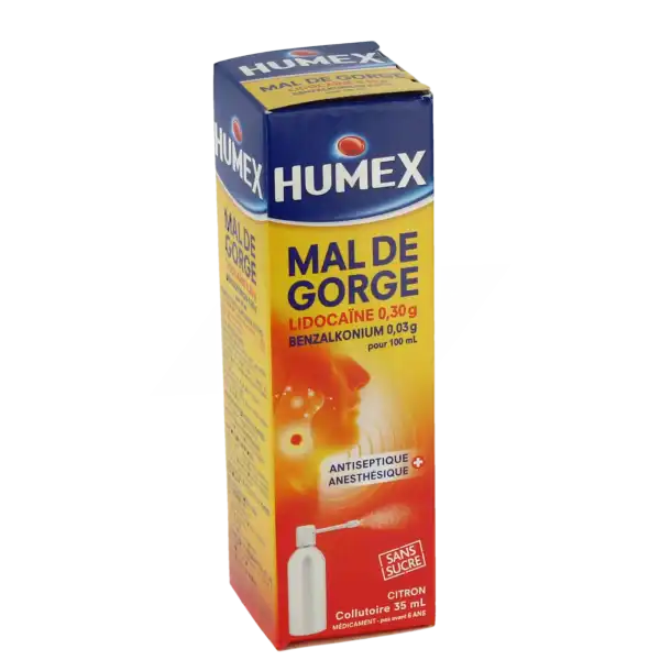 Humex Mal De Gorge Lidocaine/benzalkonium 0,30 G/0,03 G Pour 100 Ml, Collutoire, Flacon Pressurisé