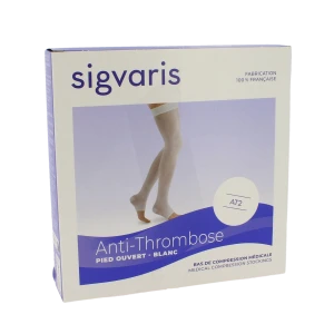 Sigvaris At2 Bas Auto-fixant Pied Ouvert Blanc T3 Court