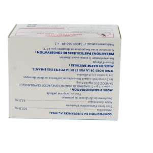 Amoxicilline/acide Clavulanique Sandoz 500 Mg/62,5 Mg Adultes, Comprimé Pelliculé (rapport Amoxicilline/acide Clavulanique : 8/1)