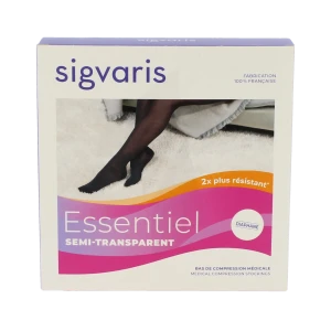 Sigvaris Essentiel Semi-transparent Bas Auto-fixants Po Femme Classe 2 Noir Medium Normal