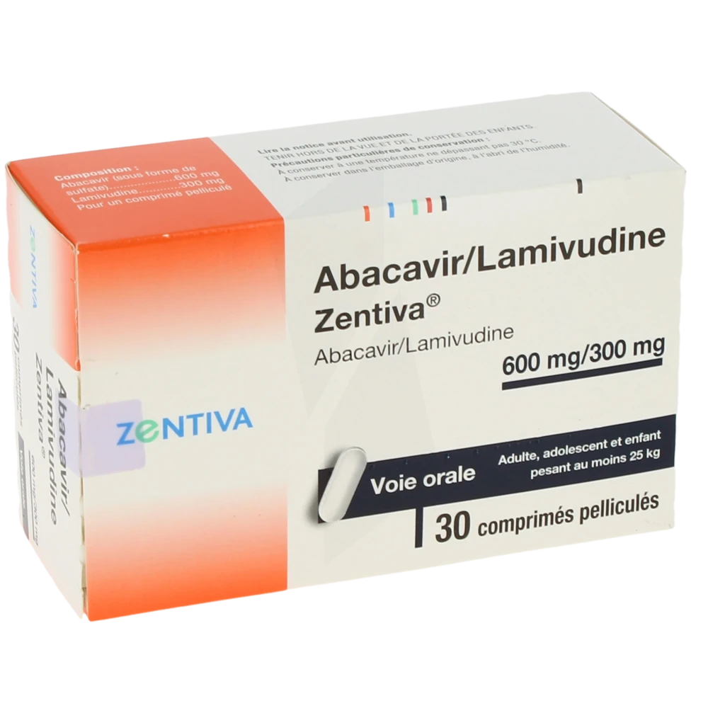 Abacavir/lamivudine Zentiva 600 Mg/300 Mg, Comprimé Pelliculé