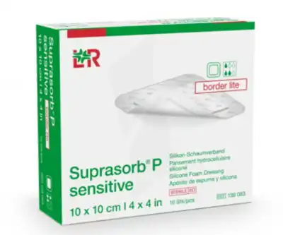 Suprasorb P Sensitive Border Lite Pansements Hydrocellulaires Siliconés Stériles 10x10cm B/10 à Die