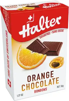 Halter Bonbon Sans Sucre Orange Fourré Chocolat B/36g à Casteljaloux
