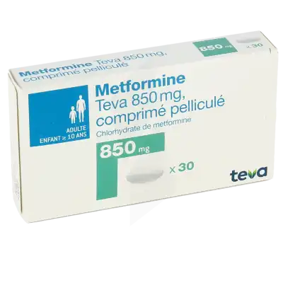 Metformine Teva 850 Mg, Comprimé Pelliculé à Clermont-Ferrand