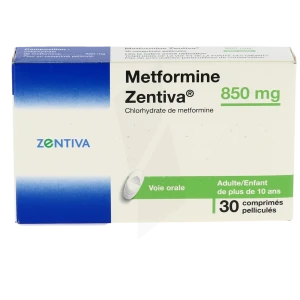Metformine Zentiva 850 Mg, Comprimé Pelliculé