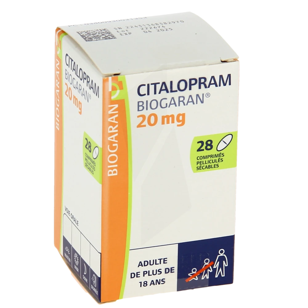 Citalopram Biogaran 20 Mg, Comprimé Pelliculé Sécable