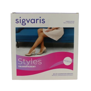 Sigvaris Styles Divin Eclat Transparent Bas Auto-fixants Classe 2 Femme Beige 130 Long S