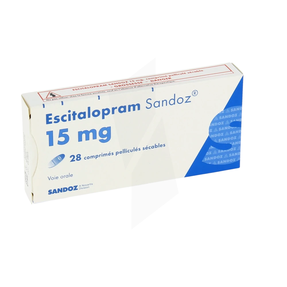 Escitalopram Sandoz 15 Mg, Comprimé Pelliculé Sécable