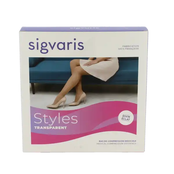 Sigvaris Styles Transparent Bas Auto-fixants  Femme Classe 2 Beige 140 Medium Normal