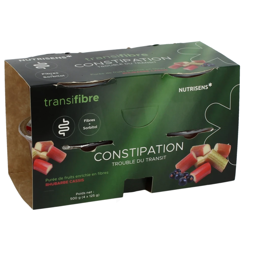 Nutrisens Transfibre Purée De Fruit Rhubarbe 4pots/125g