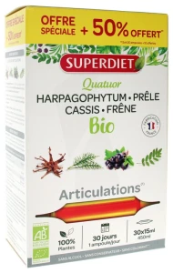 Superdiet Quatuor Bio Solution Buvable Articulations 30 Ampoules/15ml