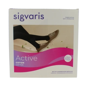 Sigvaris Active Coton Bas Auto-fixant Classe 2 Femme Noir Normal L