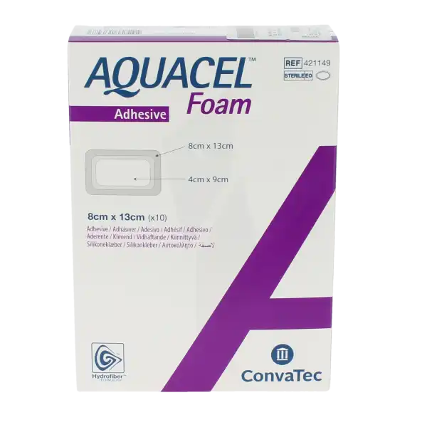 Aquacel Foam Pansement Hydrocellulaire AdhÉsif StÉrile 8x13cm B/10