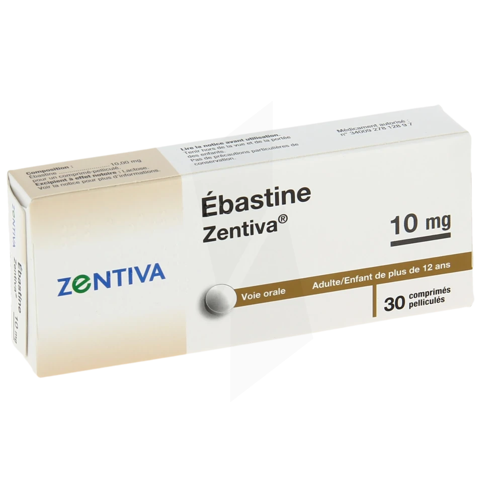 Ebastine Zentiva 10 Mg, Comprimé Pelliculé