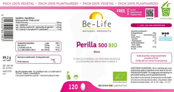 Be-life Perilla Bio 500 Caps B/120