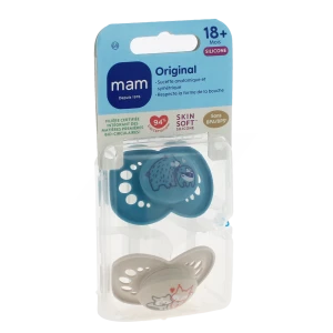 Mam Original Sucette Silicone +18mois Nature B/2