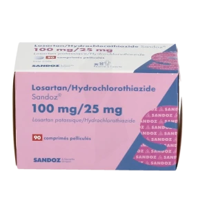 Losartan/hydrochlorothiazide Sandoz 100 Mg/25 Mg, Comprimé Pelliculé