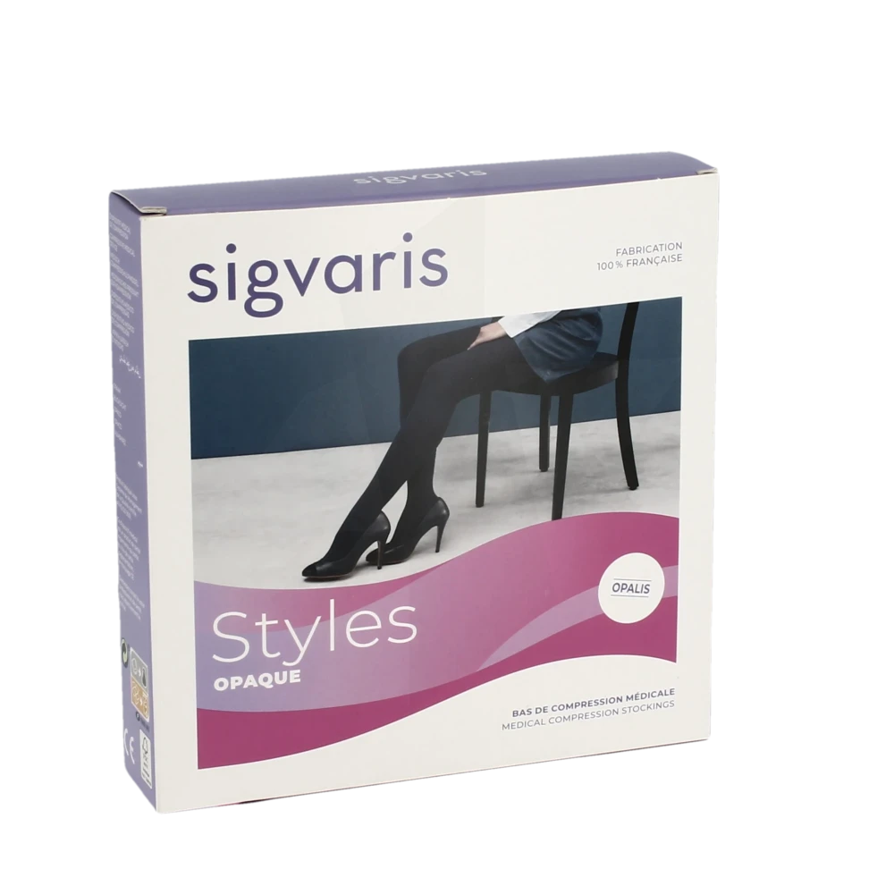 Sigvaris Styles Opaque Collant  Femme Classe 2 Noir Medium Long