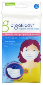 Orgakiddy Masque Protection Blanc Adulte Pochette/5